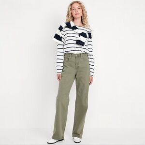 Old Navy Extra High-Waisted Sky-Hi Wide-Leg Jeans NWT 8 Olive